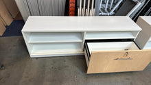 Load image into Gallery viewer, Used Modern White Credenzas w/ Wood Finish.