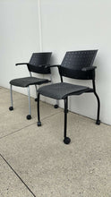 Load image into Gallery viewer, Used Global “Sonic” Rolling Guest Chair – Padded Vinyl Seat