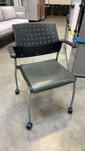 Load image into Gallery viewer, Used Global “Sonic” Rolling Guest Chair – Padded Vinyl Seat