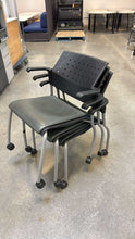Load image into Gallery viewer, Used Global “Sonic” Rolling Guest Chair – Padded Vinyl Seat