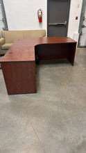 Load image into Gallery viewer, Used L-Shape Bow-Front Desk with Locking Pedestal