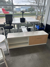 Load image into Gallery viewer, Used Steelcase Sit-Stand Desk with David Lane Credenza – L-Shape Workstation