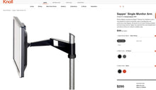 Load image into Gallery viewer, New in Box Knoll (Herman Miller) Sapper Single Monitor Arm