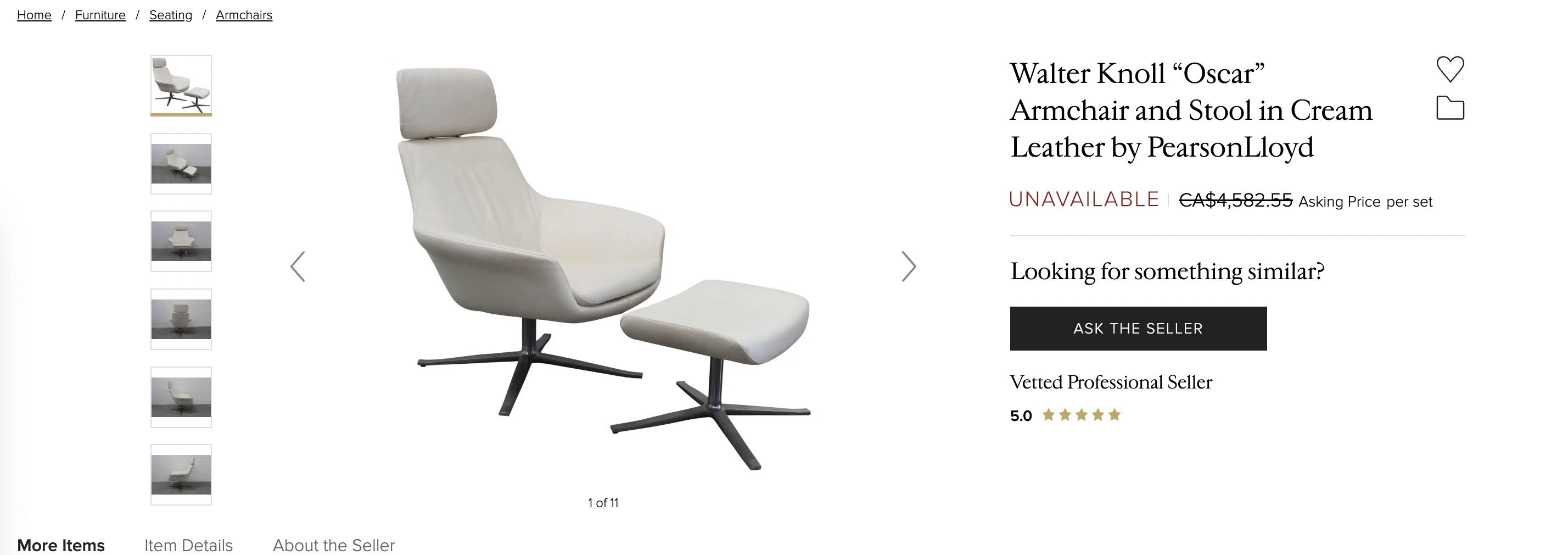 Walter Knoll "Oscar" Designer Lounge Chair by PearsonLloyd