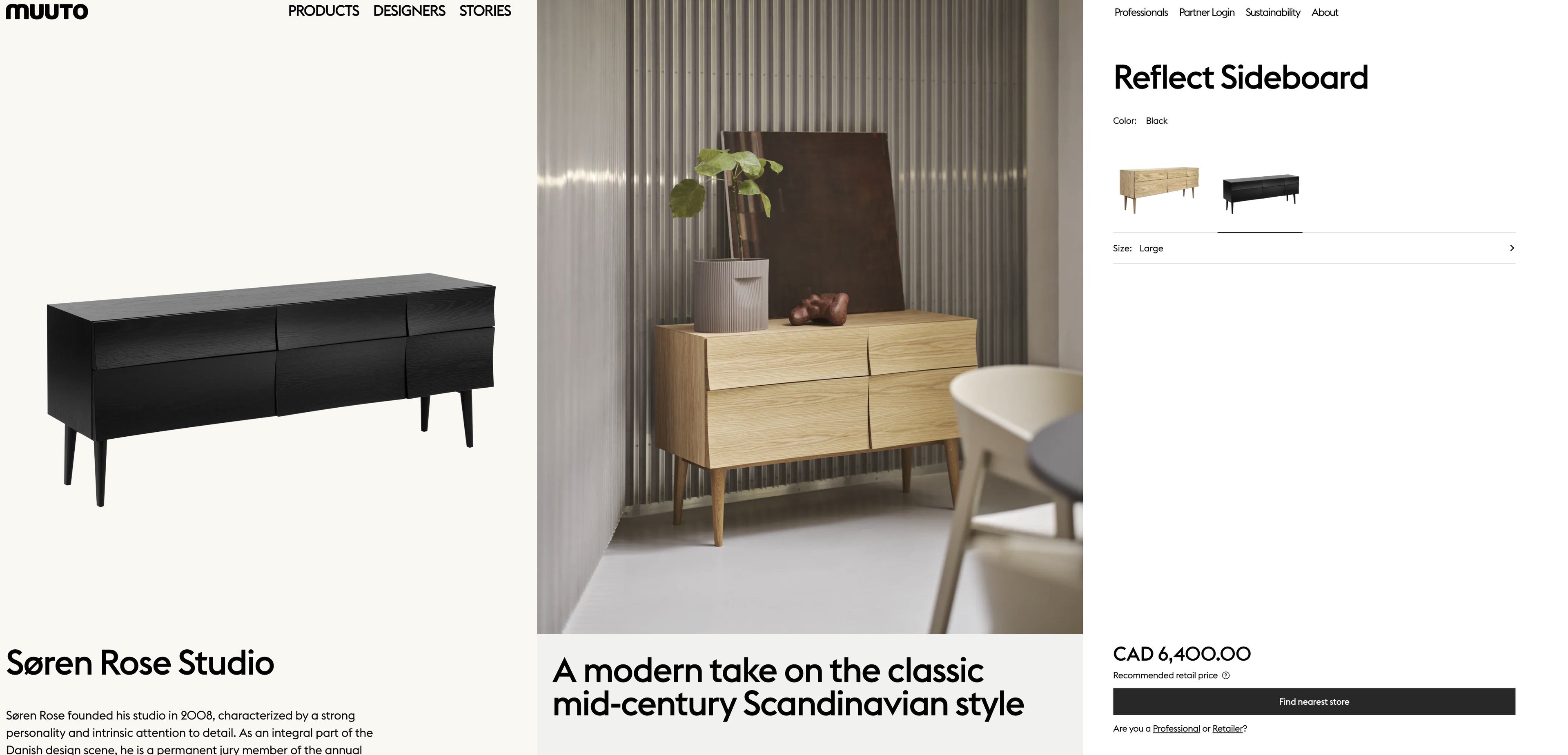 Muuto Reflect Large Oak Sideboard / Credenza