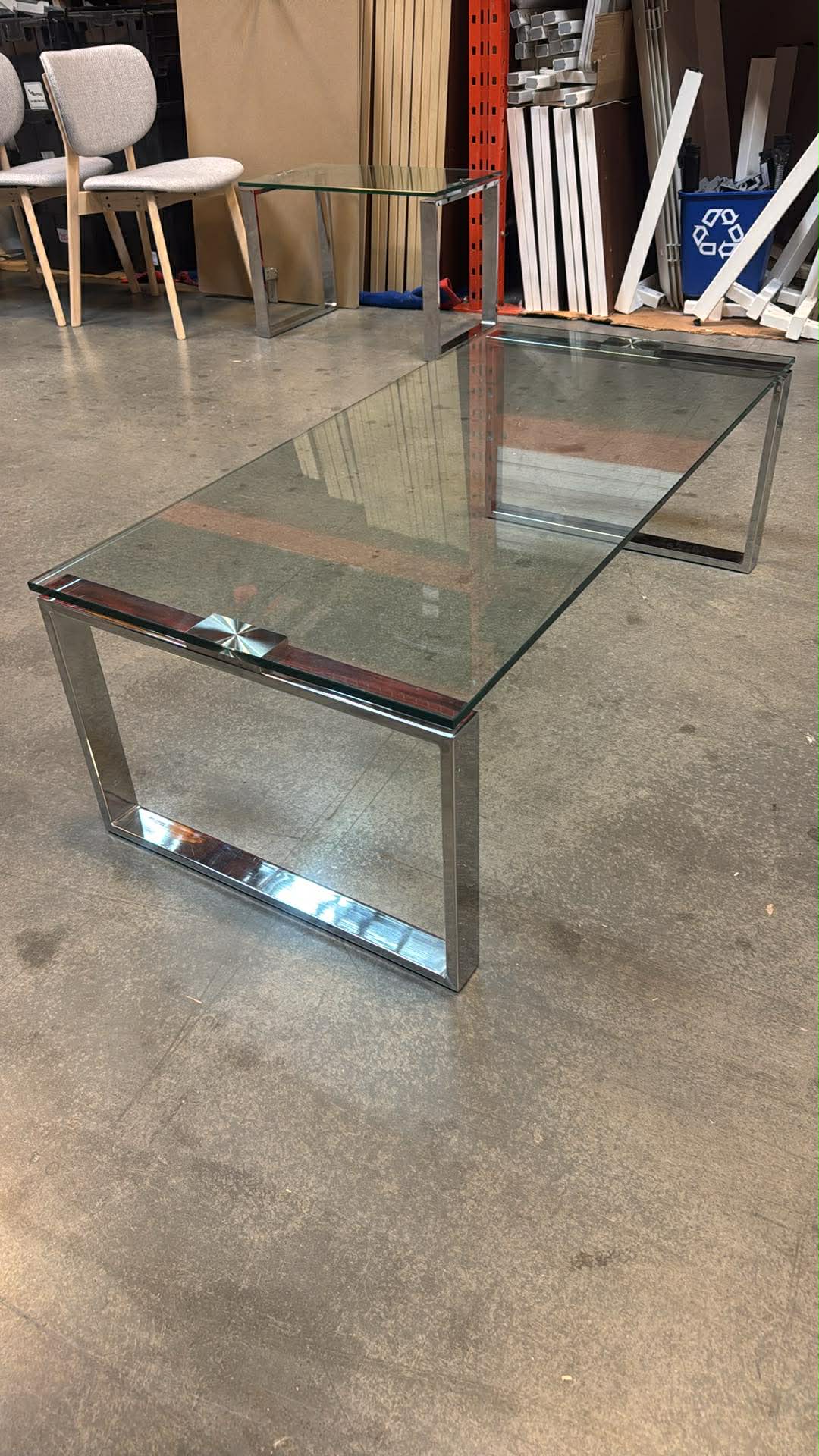 Modern Glass & Chrome Coffee Table - Various Sizes