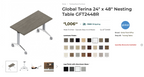 Global "Terina" White Folding Training Table