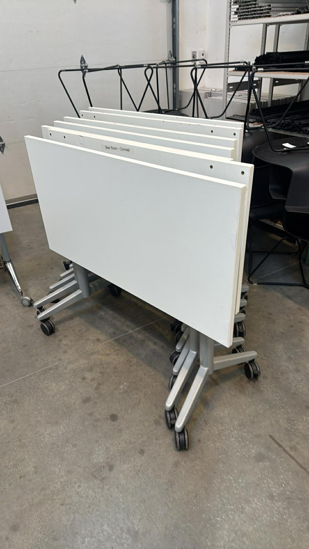 Used White Flip Top Rolling Table
