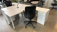 Load image into Gallery viewer, Used White Steelcase L-Shape Desks w/ Storage
