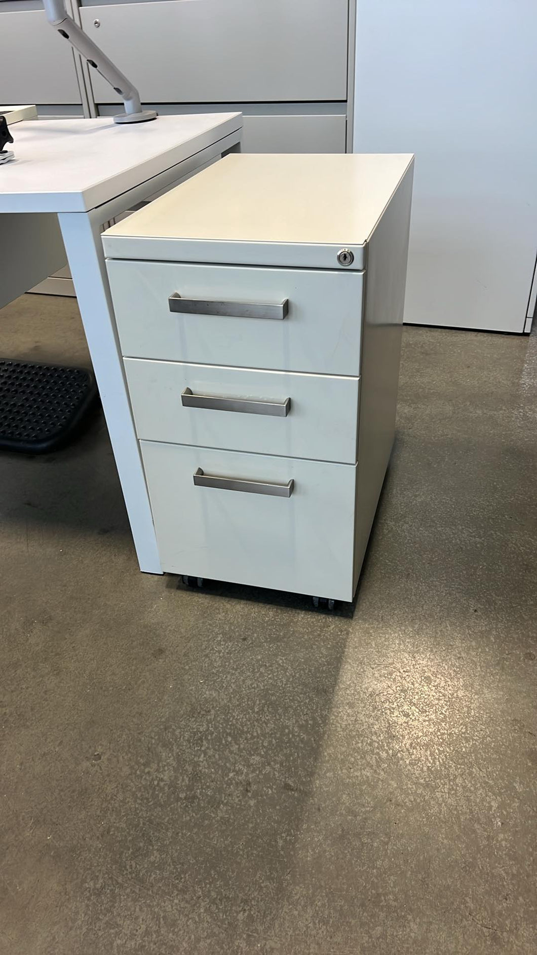 Used White Haworth Under Desk Storage Pedestals