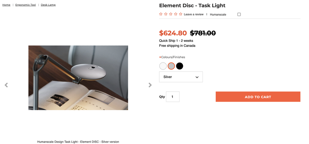 Humanscale Element Disc LED Task Light