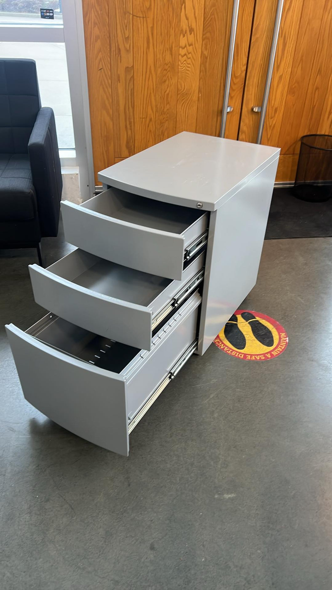 Used Global Grey 3 Drawer Under Desk Pedestal Storage