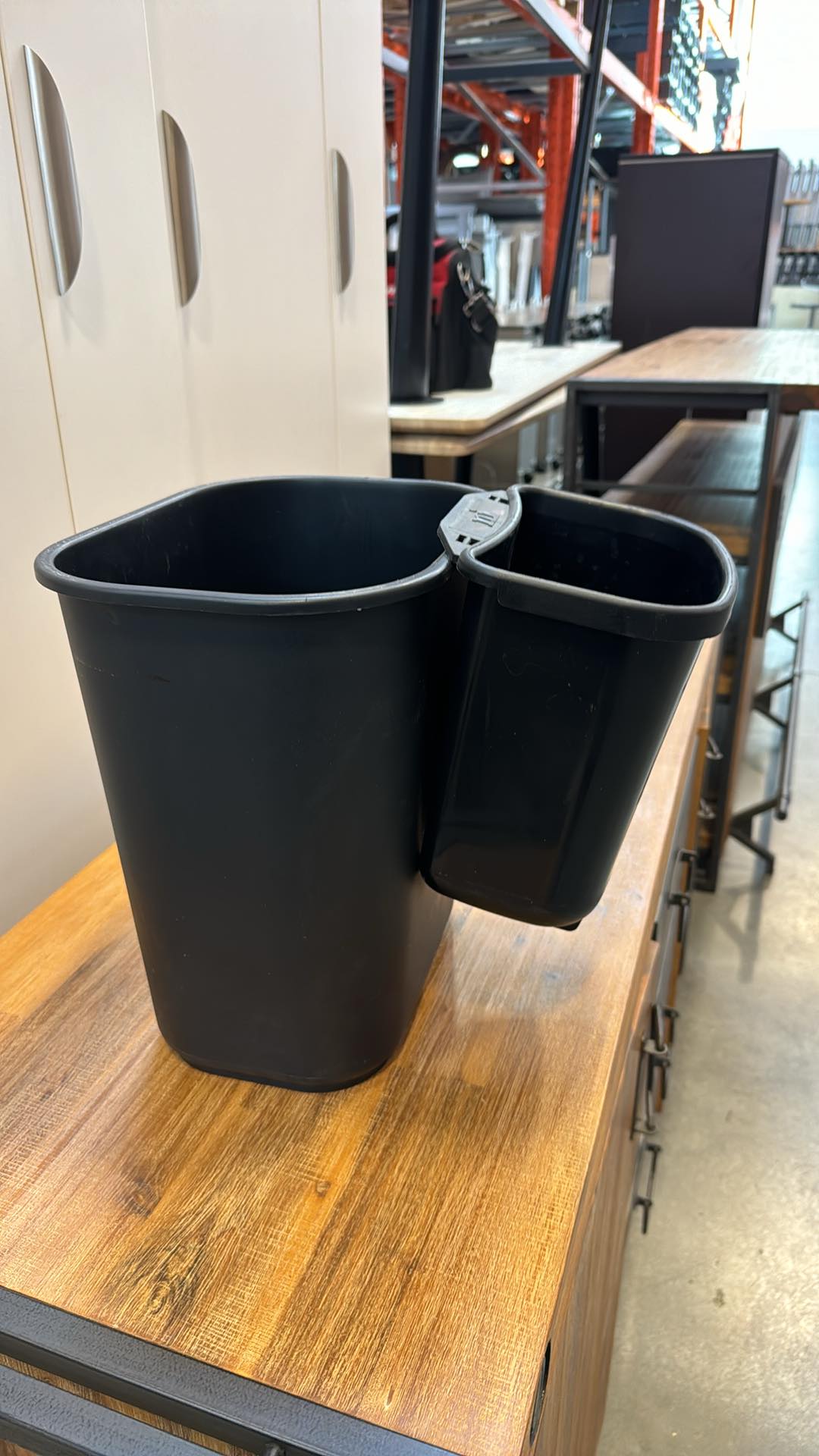 Black Recycling Bin with Waste Hanger