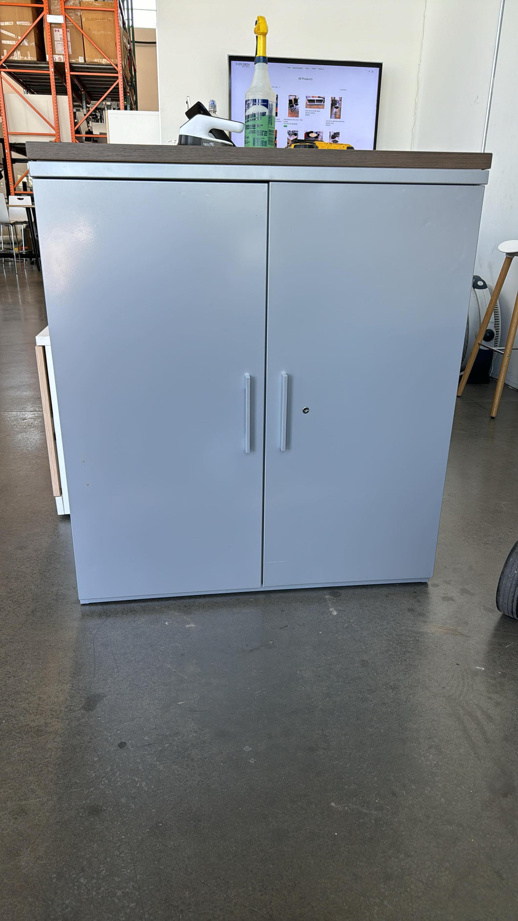 Used Herman Miller 2 Door Storage Cabinet w/ Wood Top