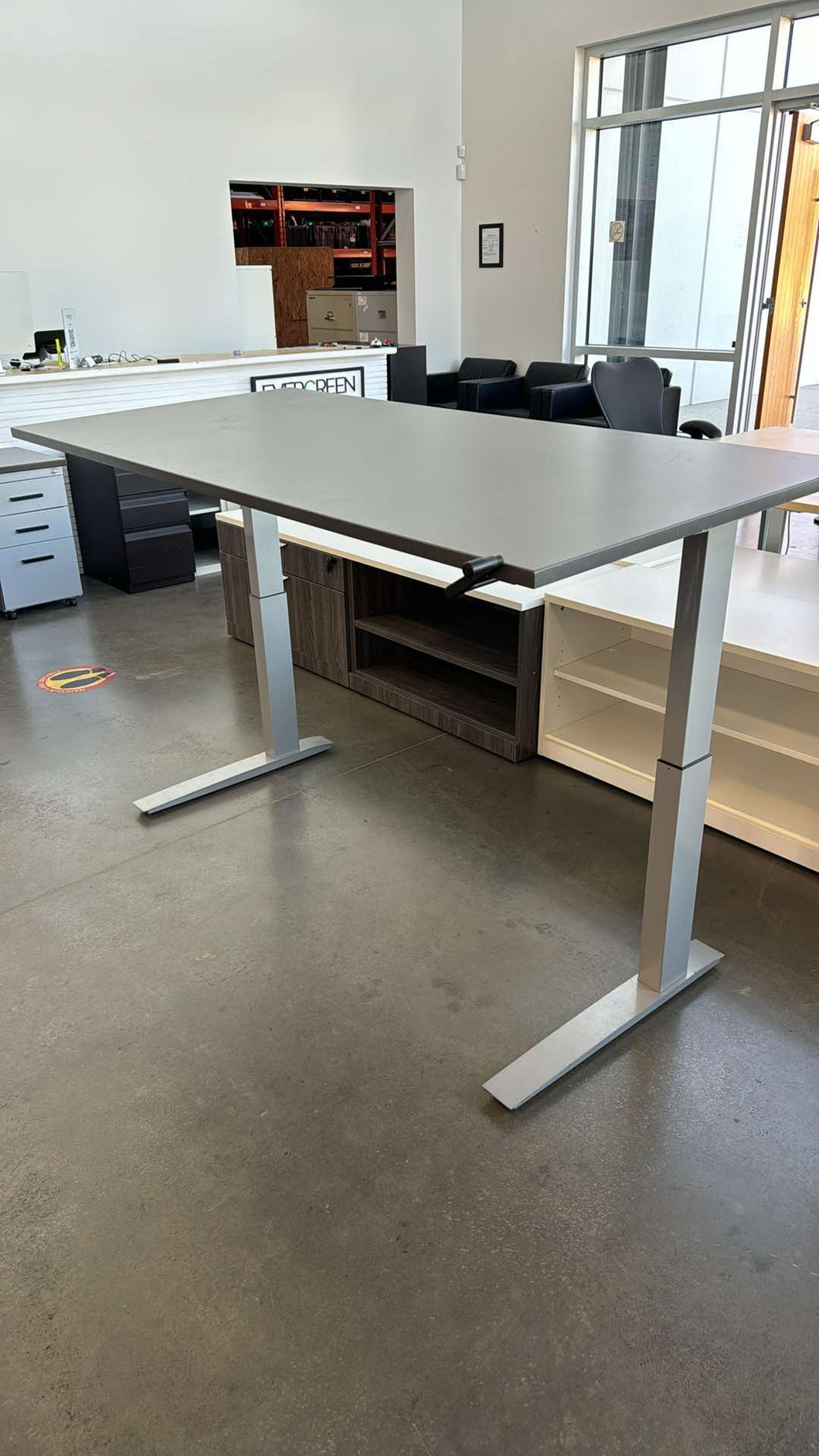 Used Global Large Manual Sit-Stand Desk