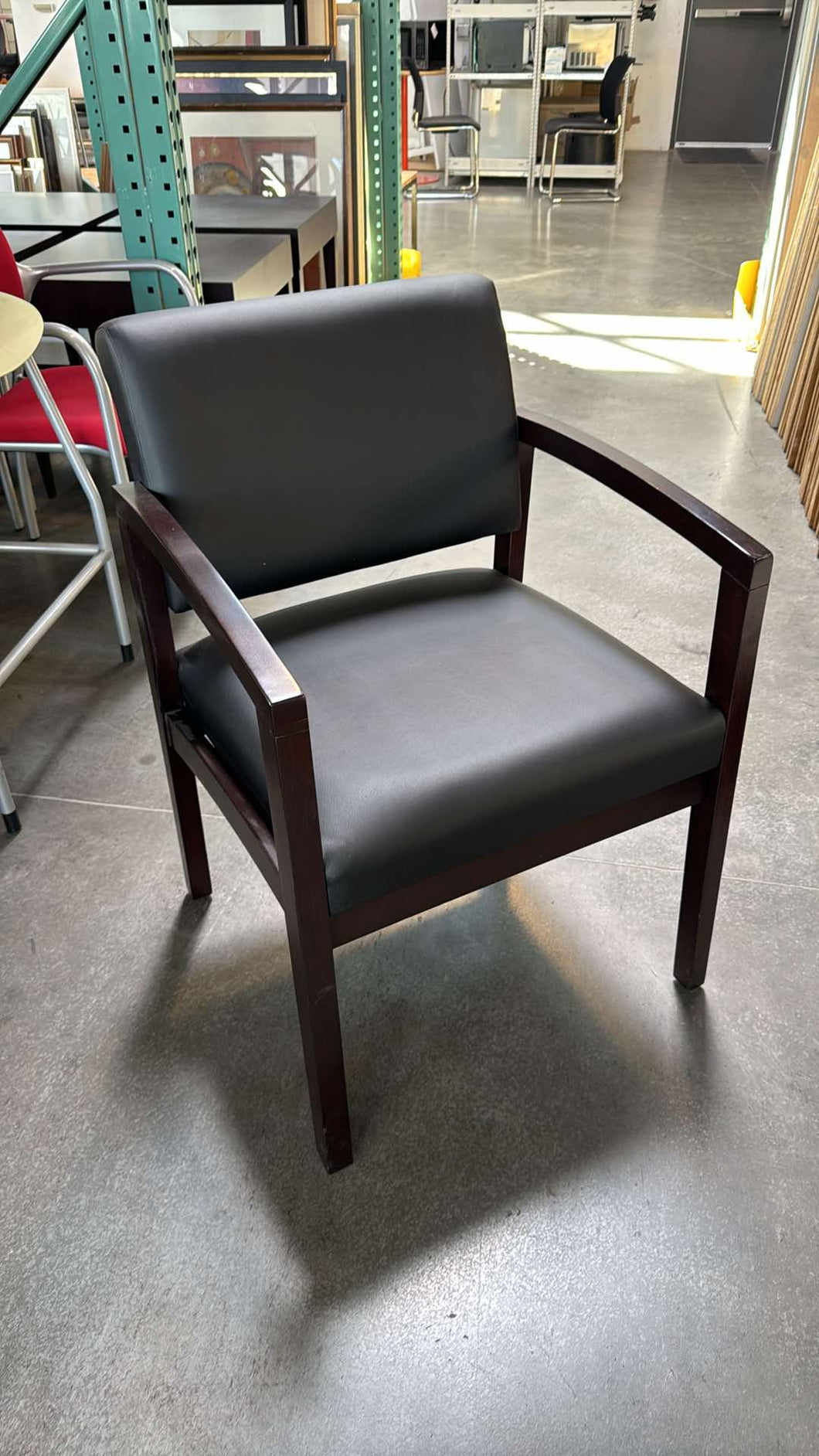 Used Faux Leather Wood Frame Guest Chairs