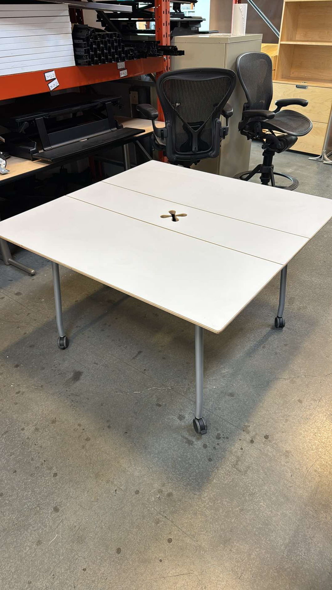 Used Modern Herman Miller Intersect Folding Rounded White Table