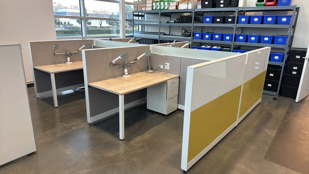 Steelcase Powered Workstation Pods (60” x 30”) with Monitor Arm, Light & Pedestal
