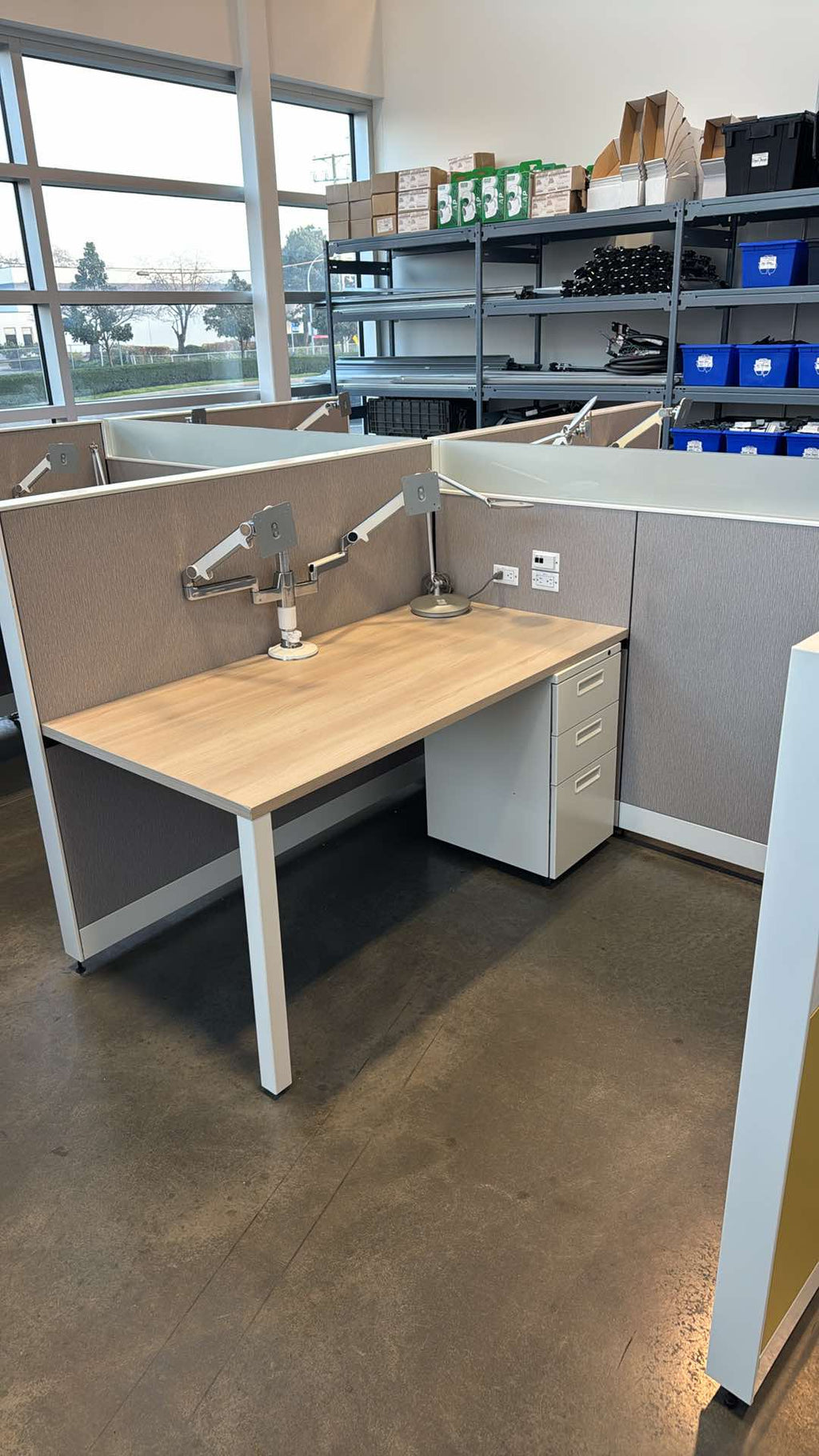 Steelcase Powered Workstation Pods (60” x 30”) with Monitor Arm, Light & Pedestal