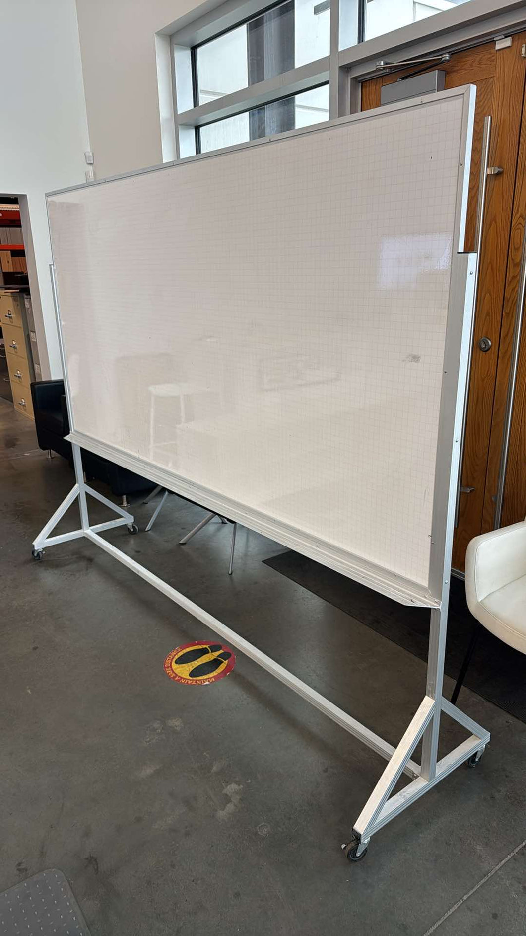 Used 8 Foot Magnetic Double Sided Rolling Whiteboard