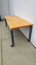 Load image into Gallery viewer, Used Custom Wood Door Rolling Table w/ Herman Miller Legs
