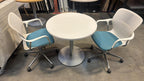 Teknion 30" Round Meeting Table – White/Silver