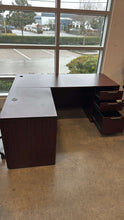 Load image into Gallery viewer, Used Mahogany L-Shape Office Desk
