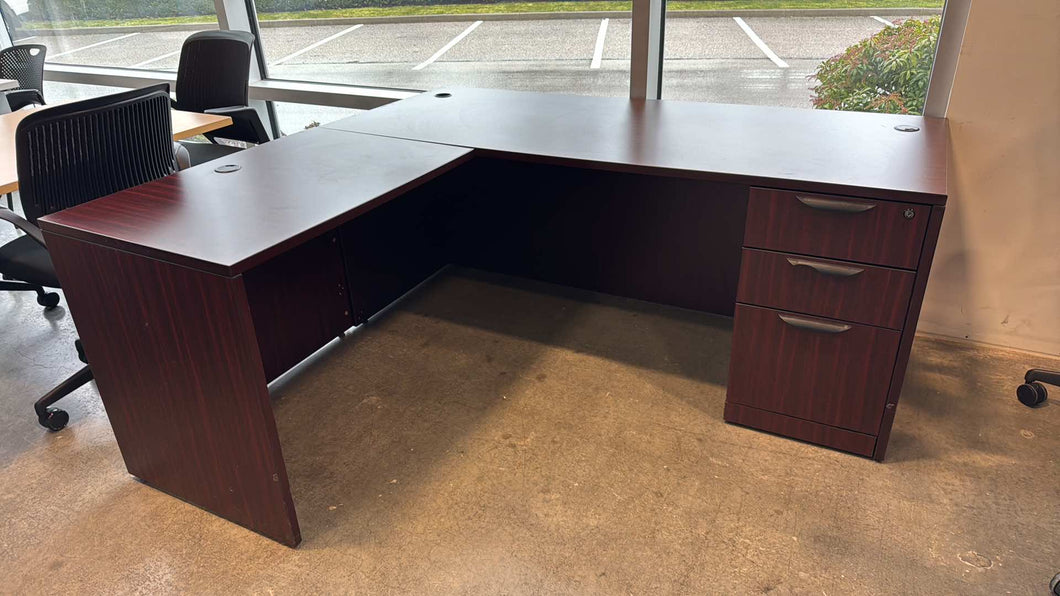 Used Mahogany L-Shape Office Desk