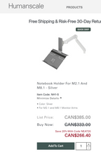 Humanscale Notebook Holder for M2.1 & M8.1 Monitor Arm