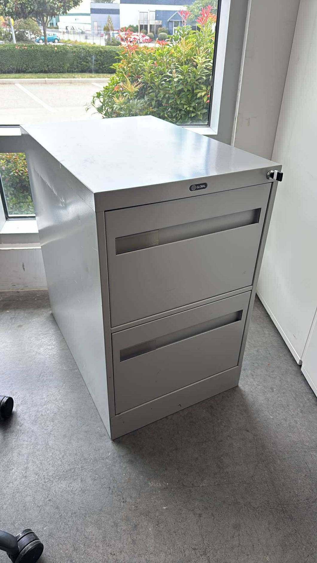 Used Global 2 Drawer File Cabinet w/ Key