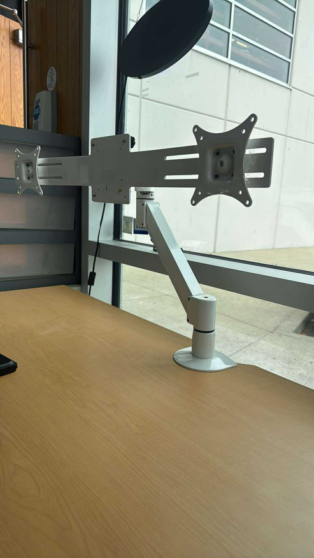 Used White Ergotron Dual Monitor Arms