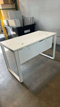 Load image into Gallery viewer, Used U-Line White Office Desk w/ Modesty Panel
