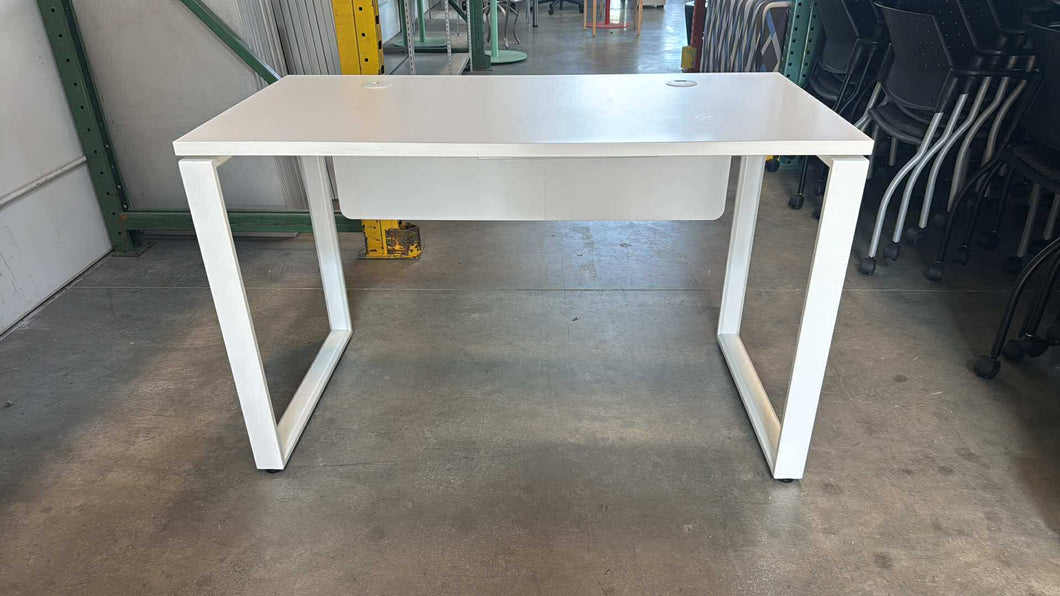 Used U-Line White Office Desk w/ Modesty Panel