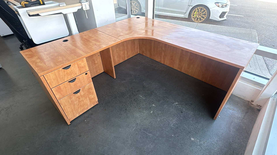 Used Wood L-Shape Office Desk