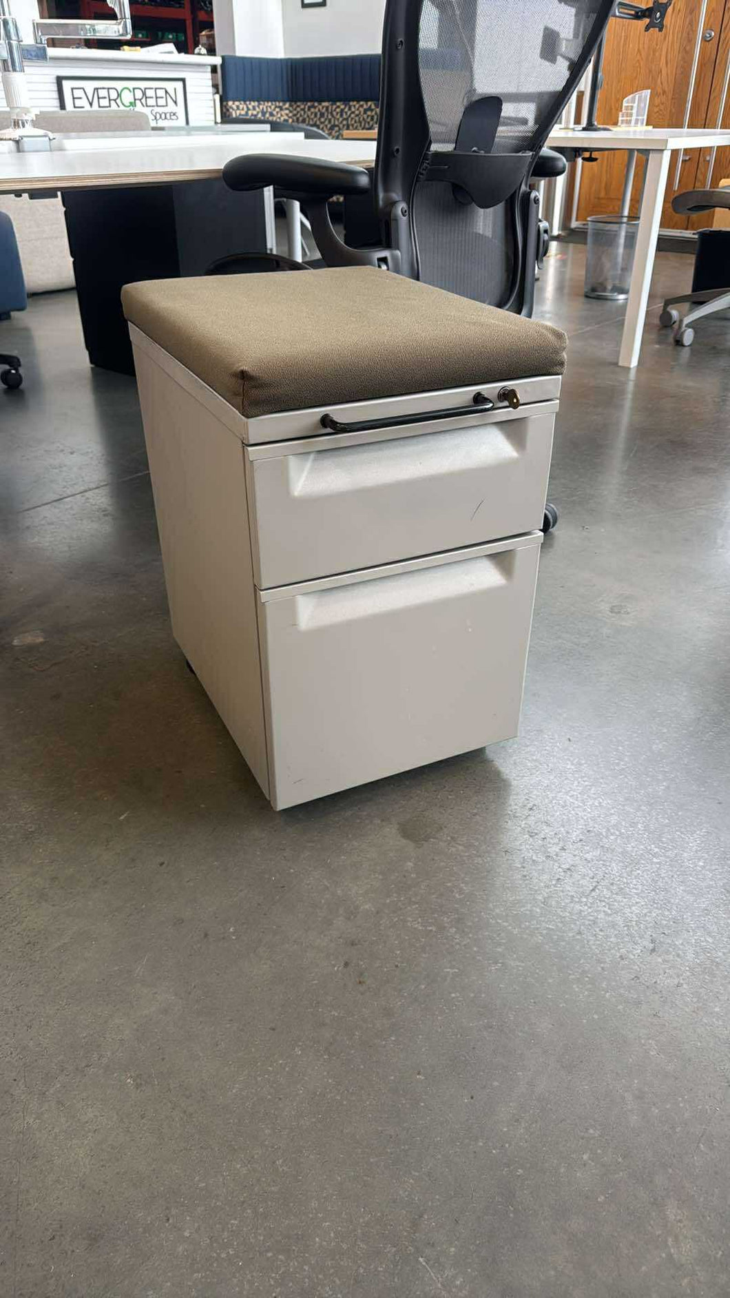 Used Herman Miller Rolling Storage Pedestal w/ Cushion