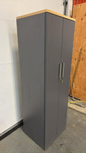 Load image into Gallery viewer, Used Locking Storage Cabinet / Wardrobe – Charcoal with Wood Top
