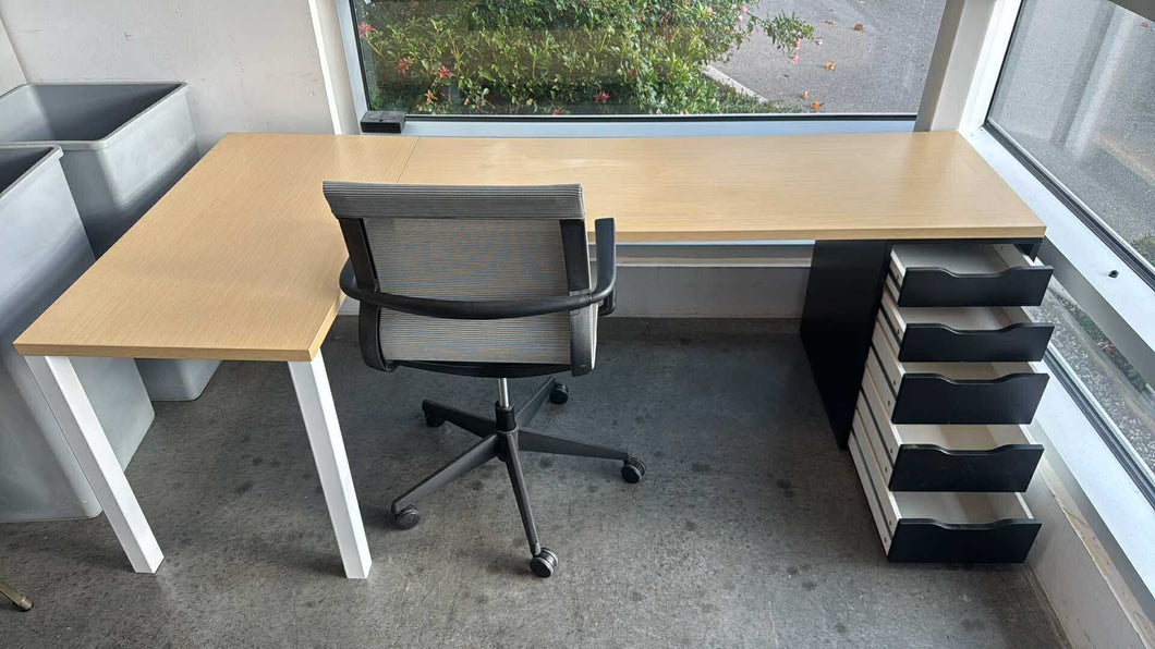 Used Herman Miller L-Shape Desk w/ Ikea Alex Storage