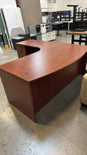Load image into Gallery viewer, Used L-Shape Bow-Front Desk with Locking Pedestal
