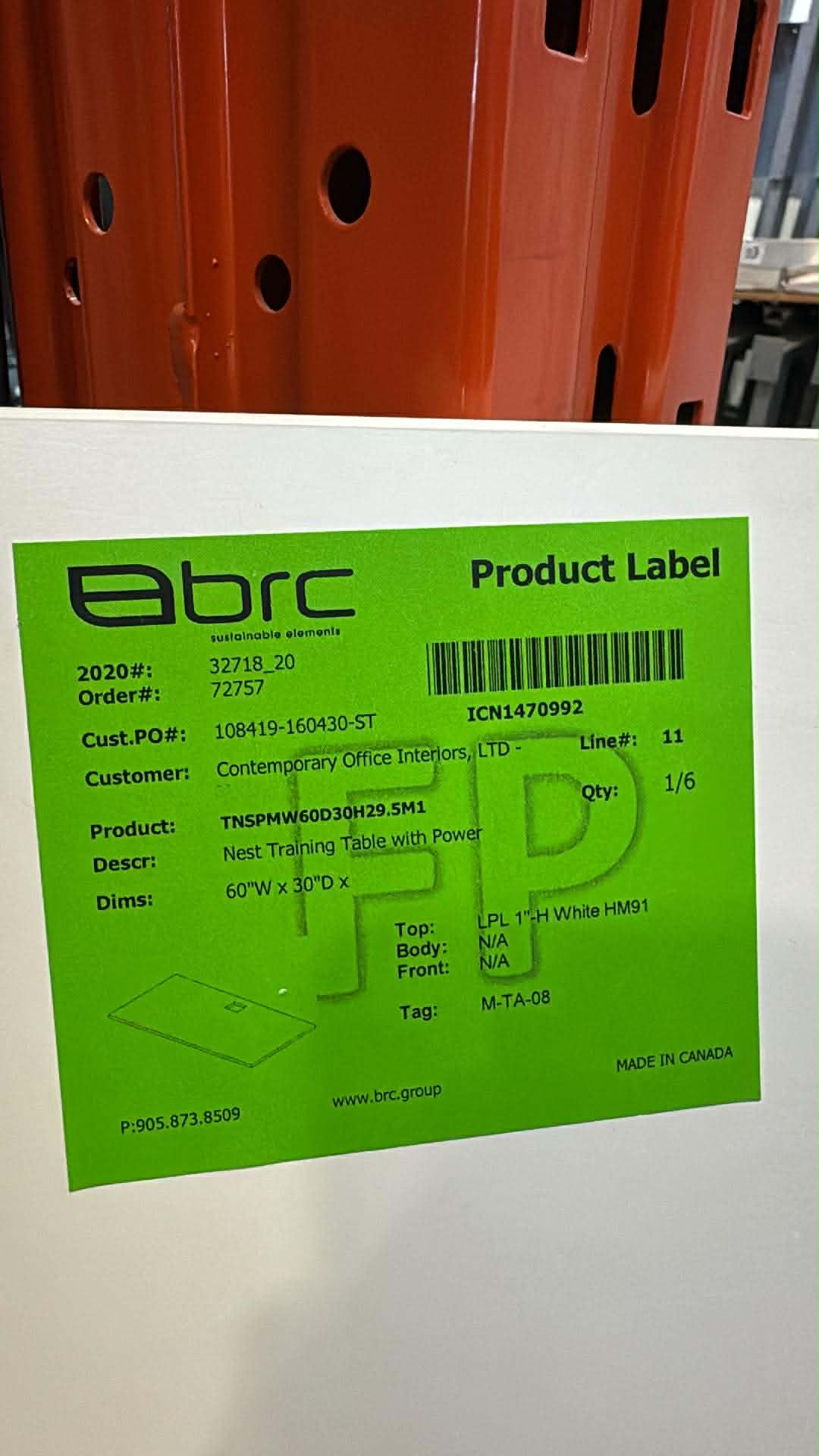 BRC 60x30 Powered Flip-Top Training Table