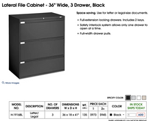 Load image into Gallery viewer, Used 3 Drawer Global Lateral File Cabinet
