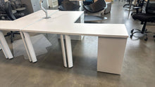 Load image into Gallery viewer, Used White Steelcase L-Shape Desks w/ Storage
