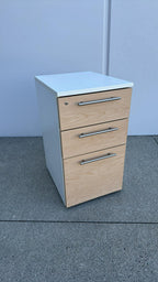 3-Drawer Mobile Pedestal – White / Maple