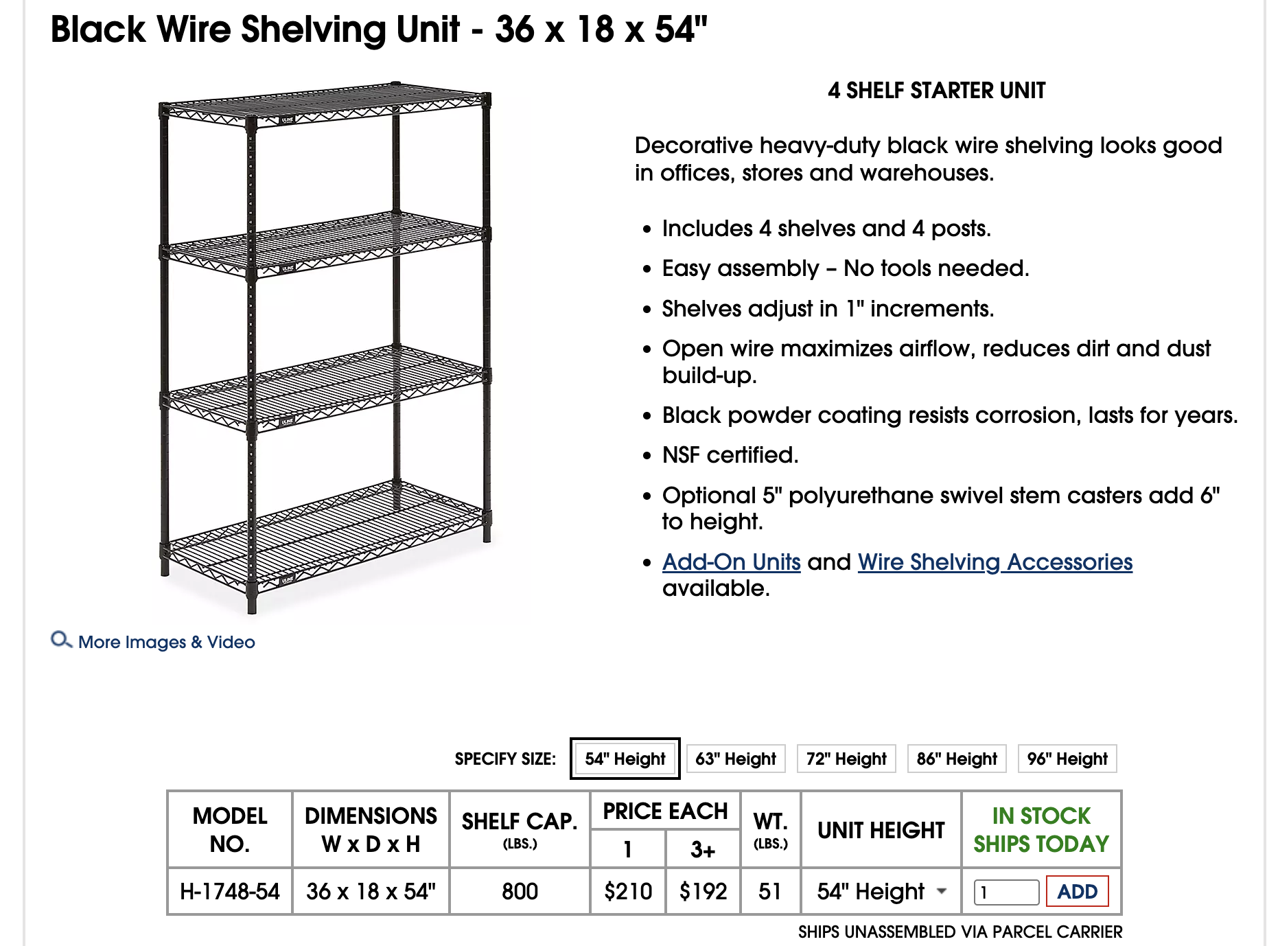 Heavy Duty Uline Rolling Wire Shelving Unit