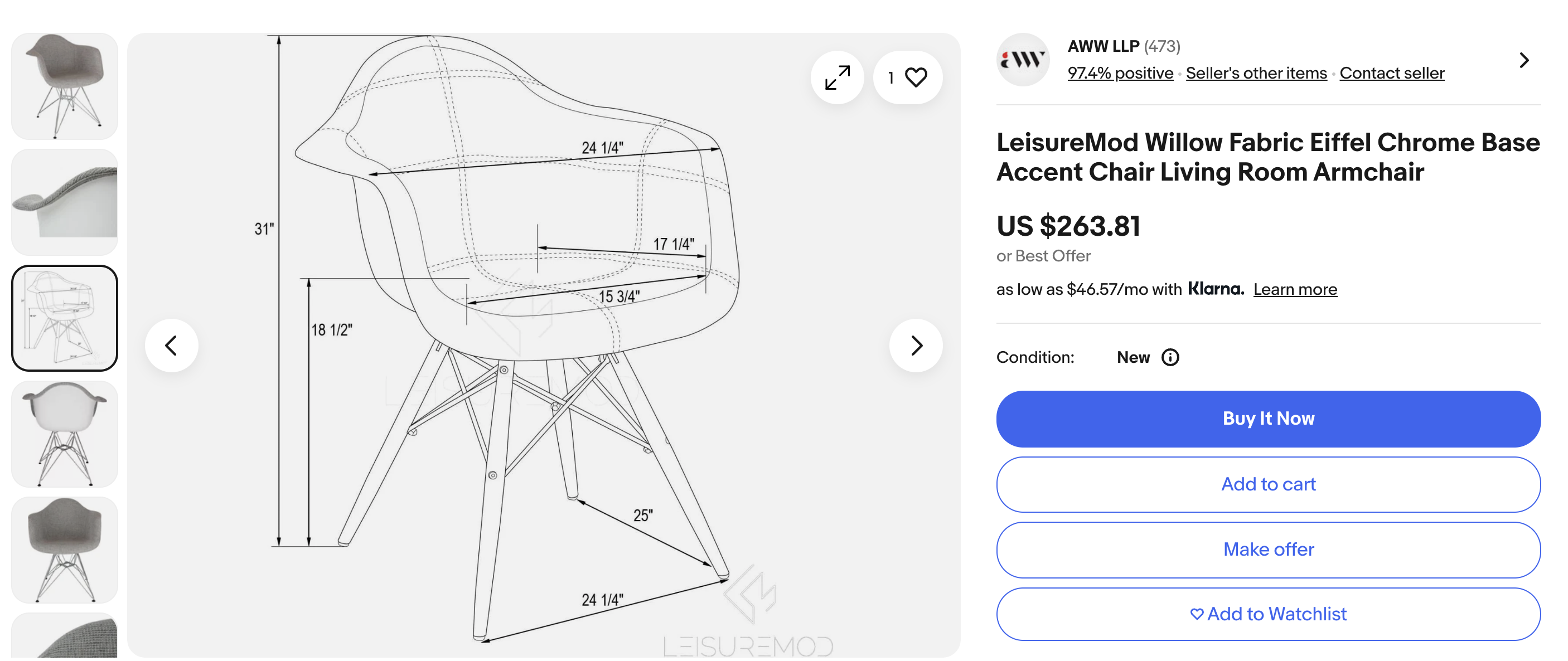 Eames Inspired Eiffel Accent Chair