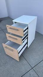 3-Drawer Mobile Pedestal – White / Maple