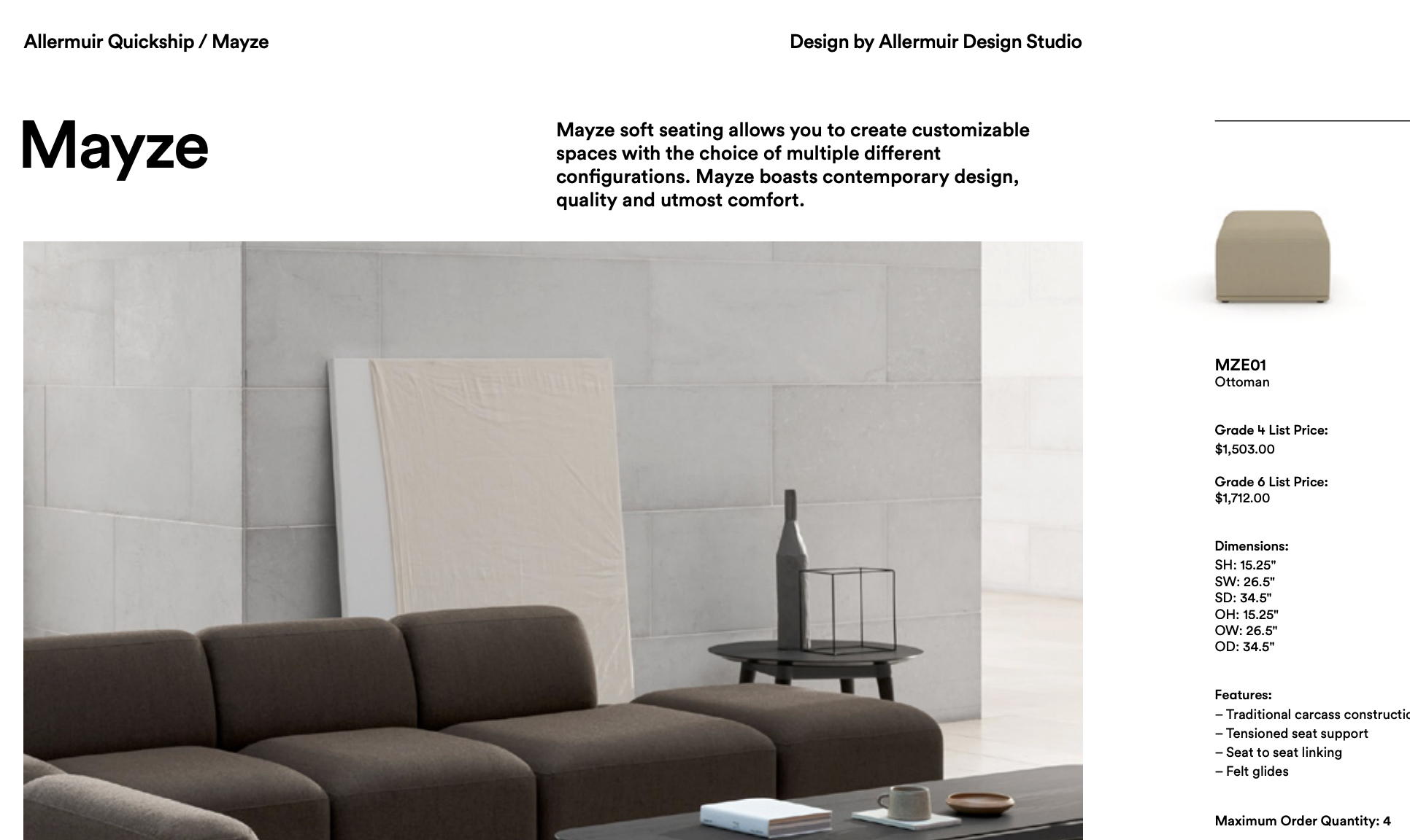 Allermuir Mayze Square Ottoman