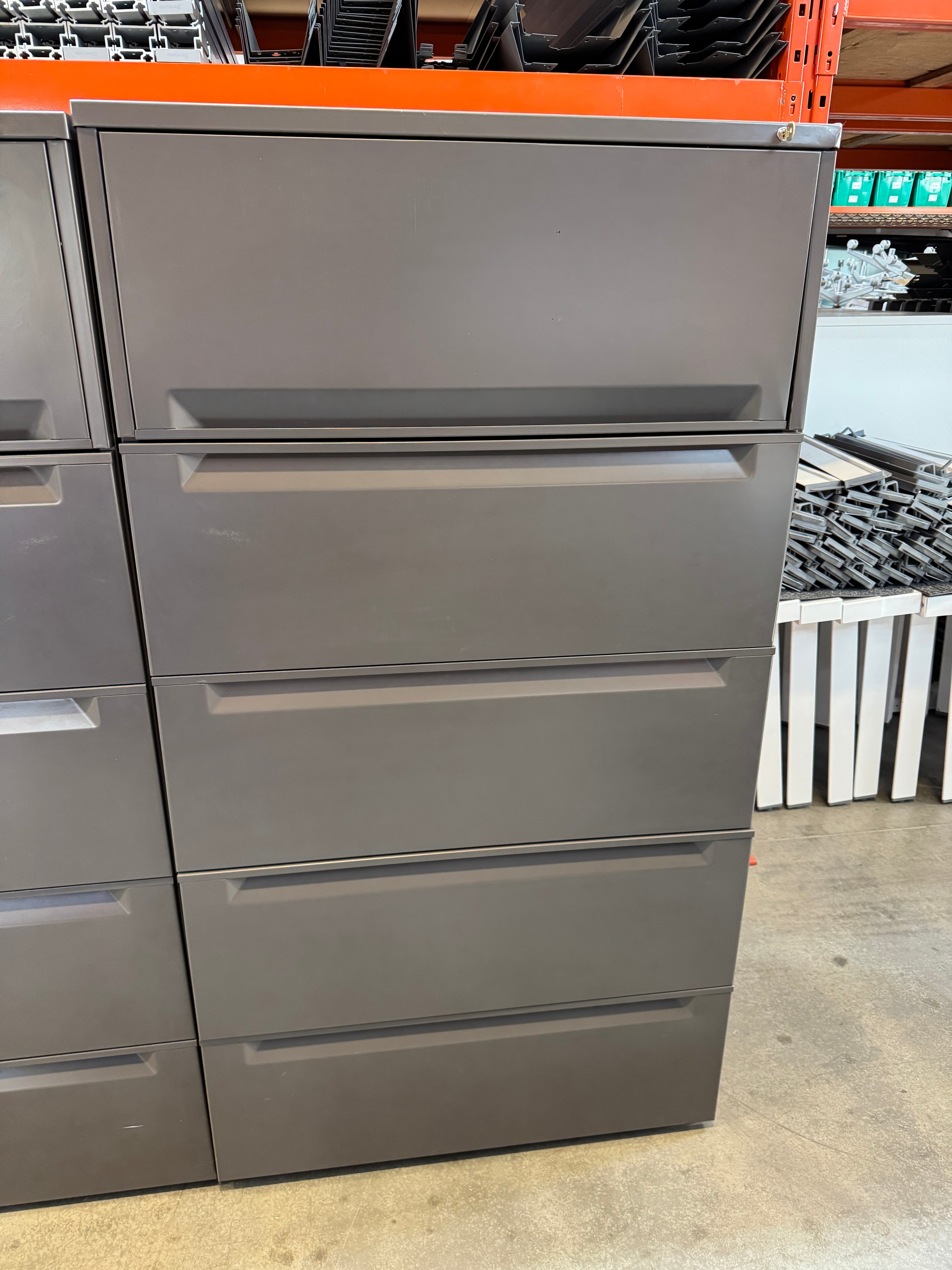 Herman Miller 5 Drawer Lateral Filing Cabinet w/ Key – Graphite Grey