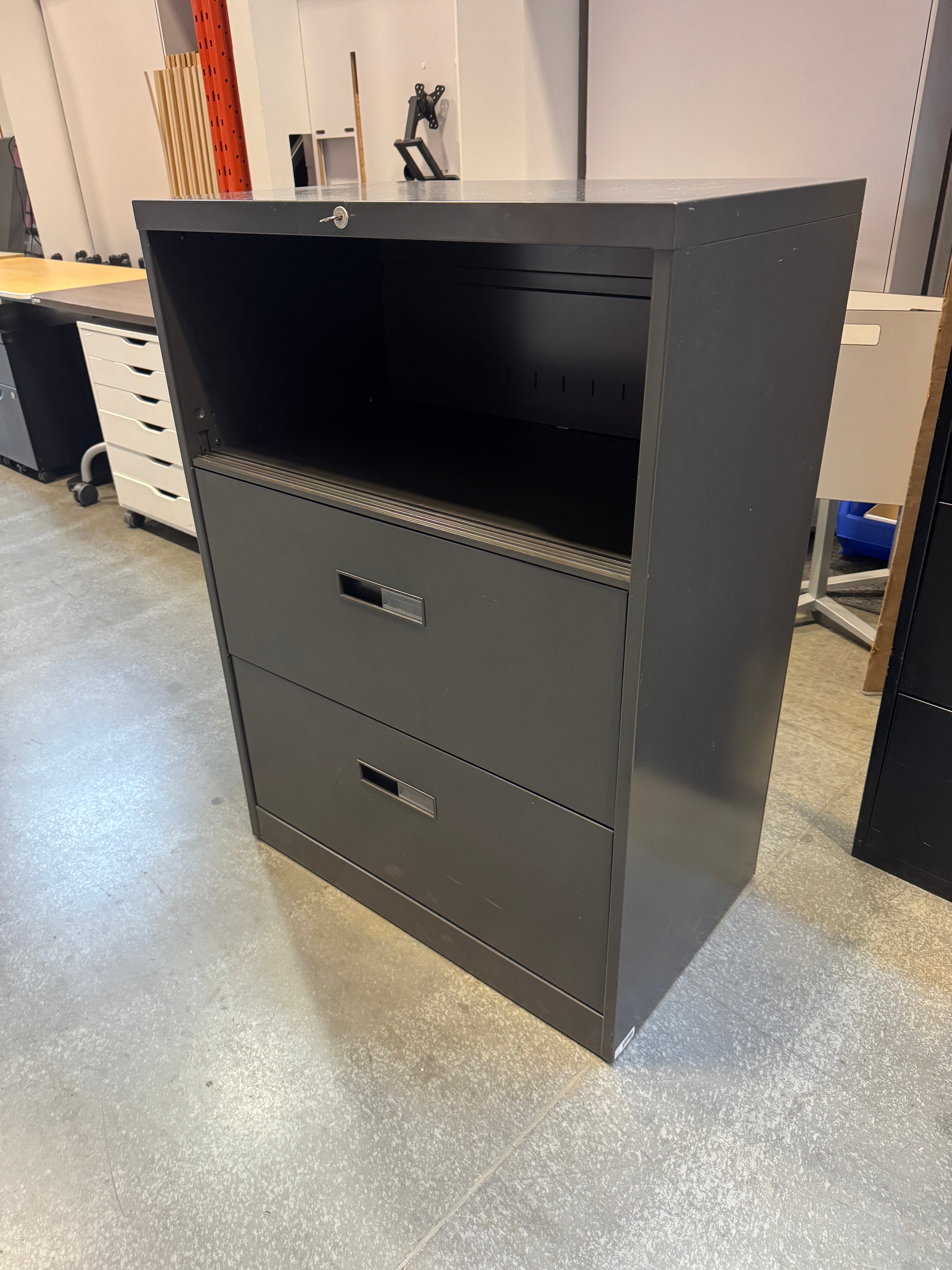 Steelcase Locking Lateral Filing Cabinet with Open Storage