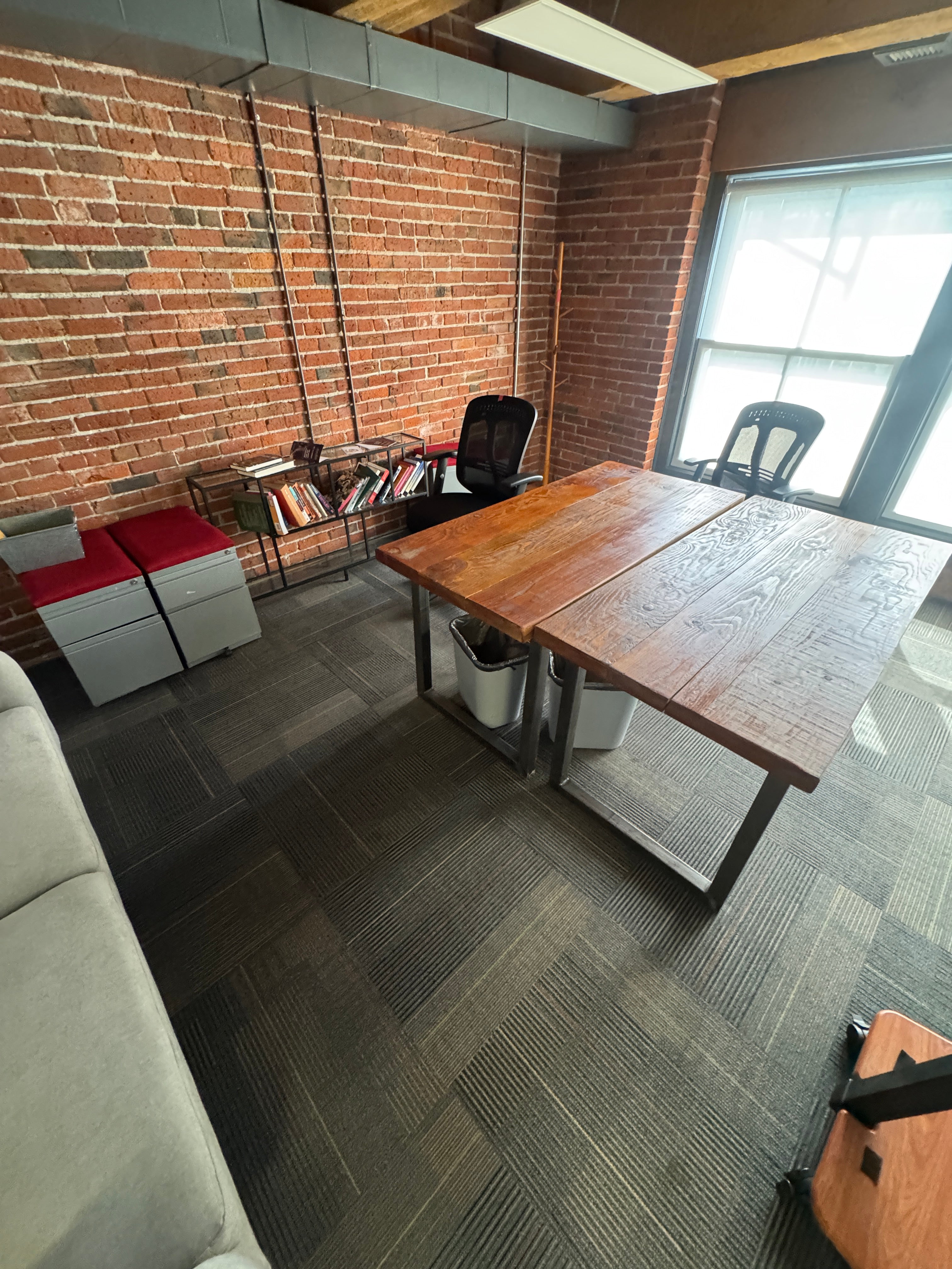 Rustic Solid Wood Desk with Steel Legs – Handcrafted Industrial Style