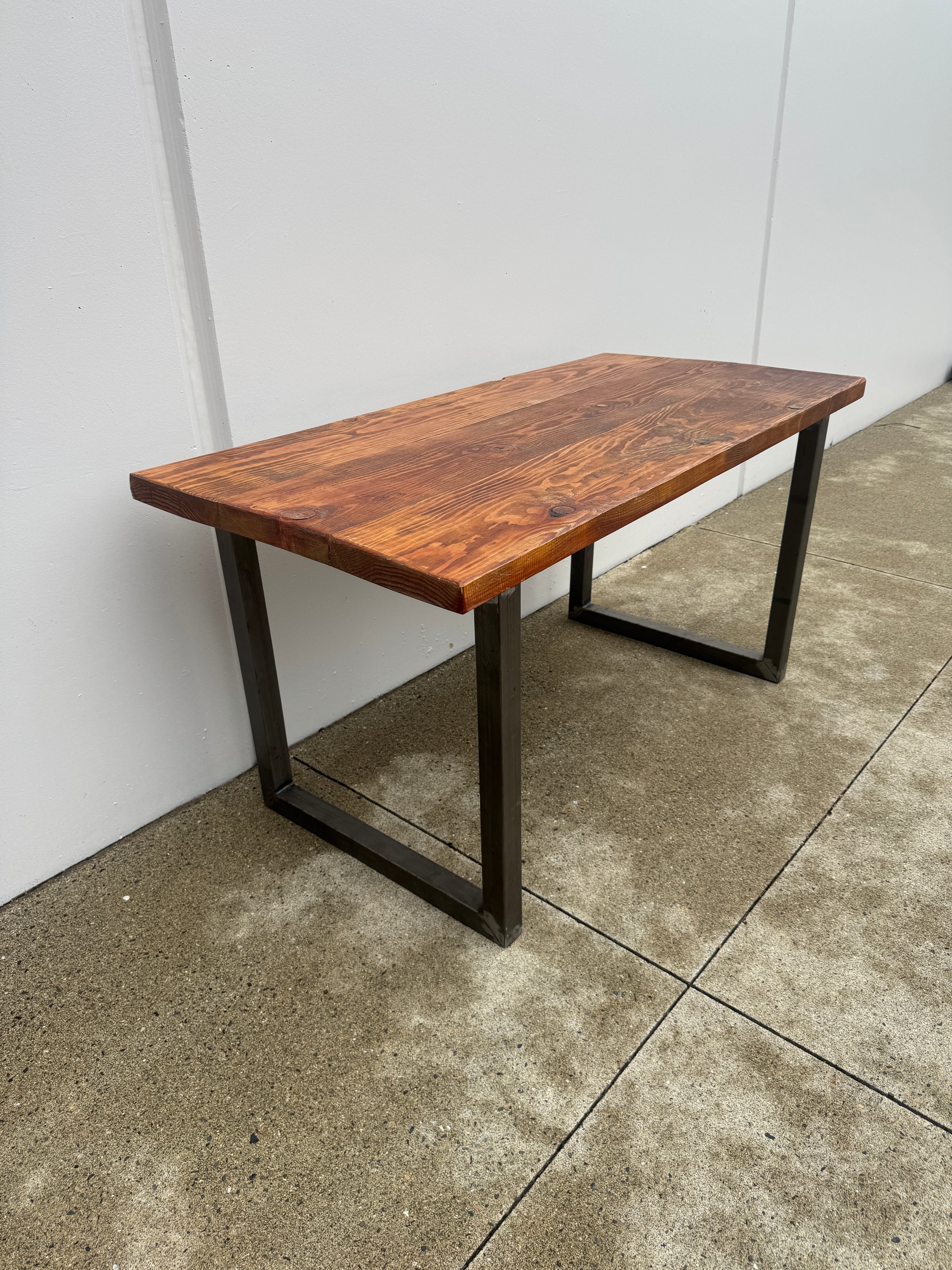 Rustic Solid Wood Desk with Steel Legs – Handcrafted Industrial Style